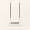 Waterproof Wooden Swing for Home and Garden - Dirt Resistant Beige, front view with quilted cushion and white ropes