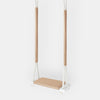 Waterproof Wooden Swing for Home and Garden - Dirt Resistant Beige, front view on a white background with quilted cushion on